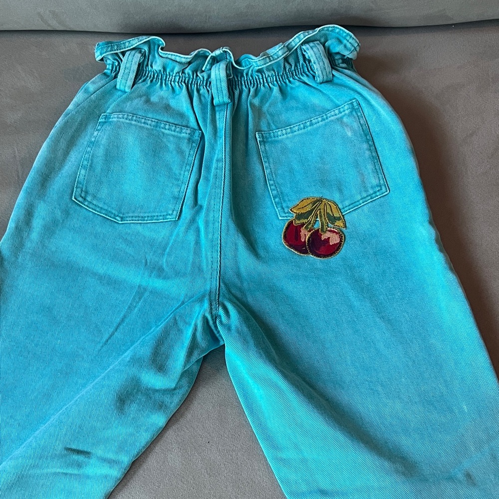 Gucci Turquoise Jeans with Cherry Detail